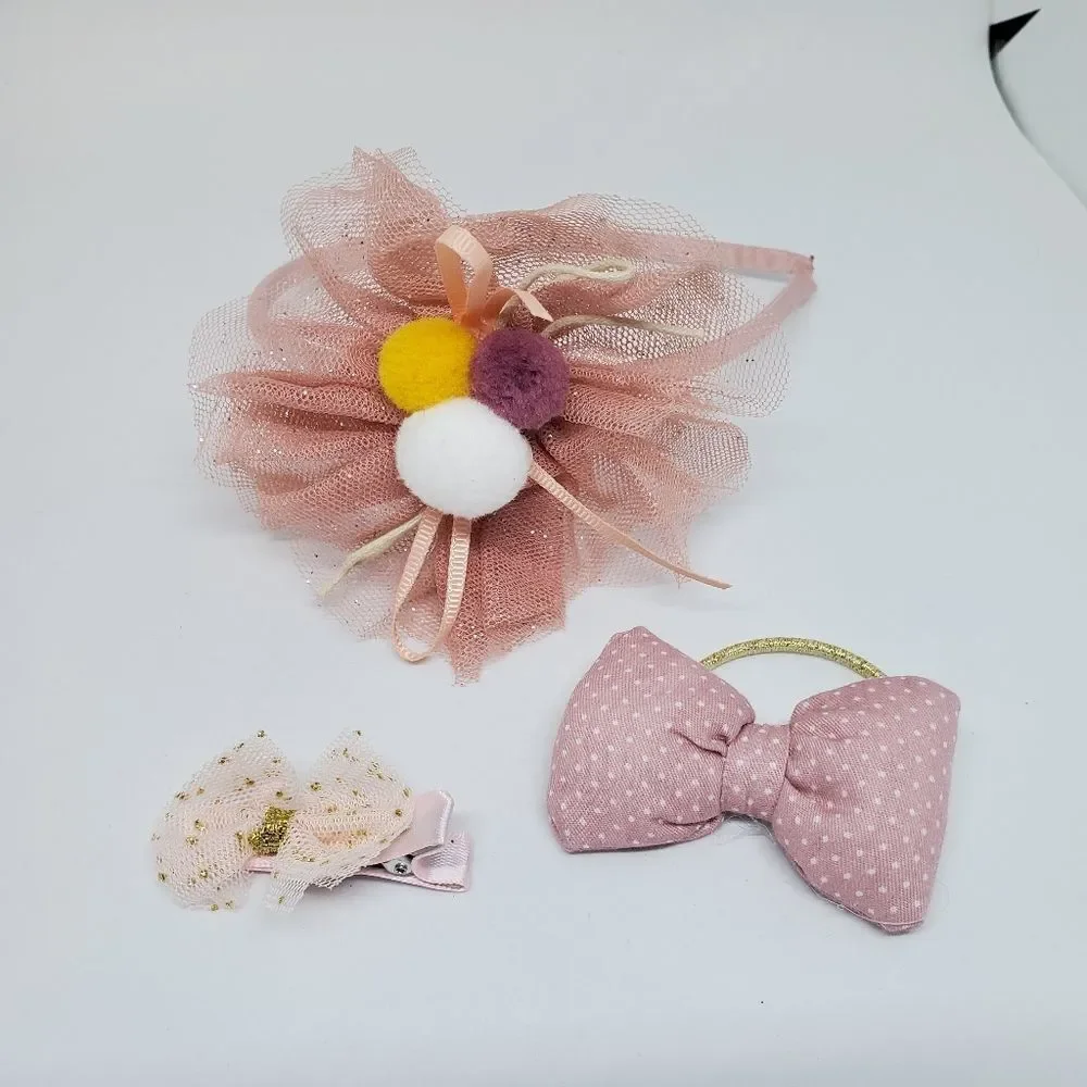 NIB Chicbaby Pink & White Hair Accessories